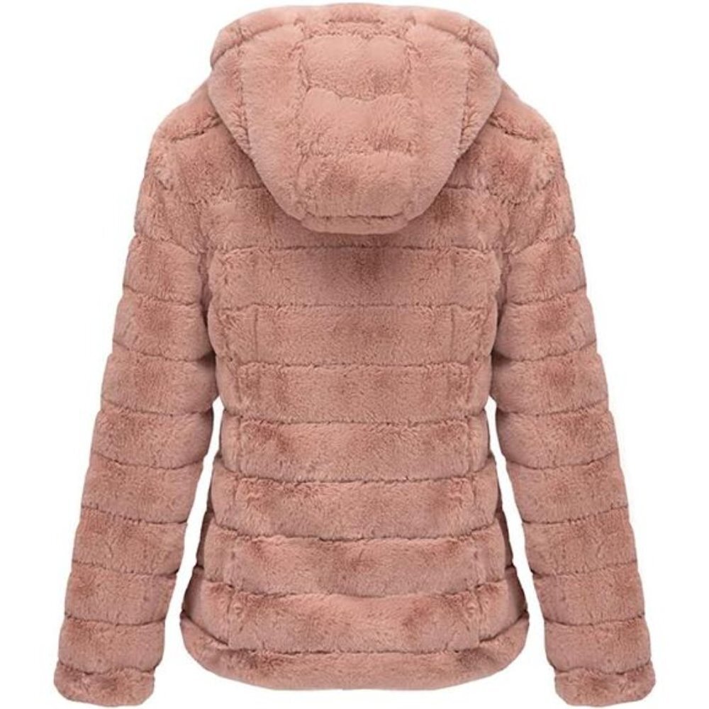Women’s Faux Fur Shearling Fuzzy Hooded Sherpa-Lined Jacket - Picture 2 of 6